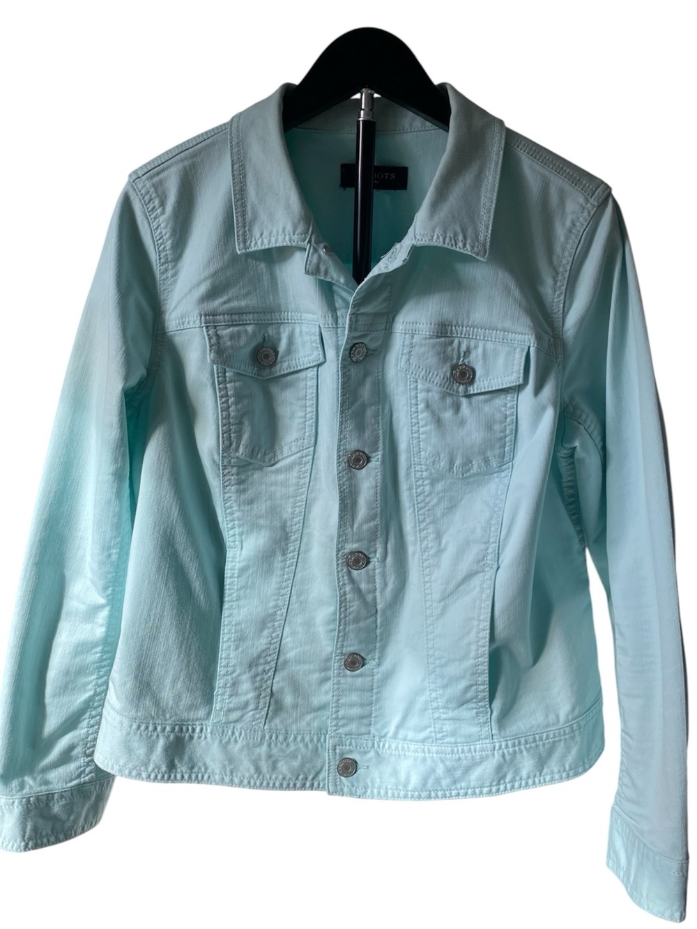 Talbots Women’s Pastel Blue / Green Denim Jean Jacket - Size Medium